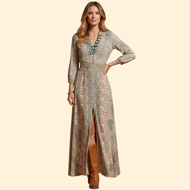 Women’s Bohemian Dress with Floral Print