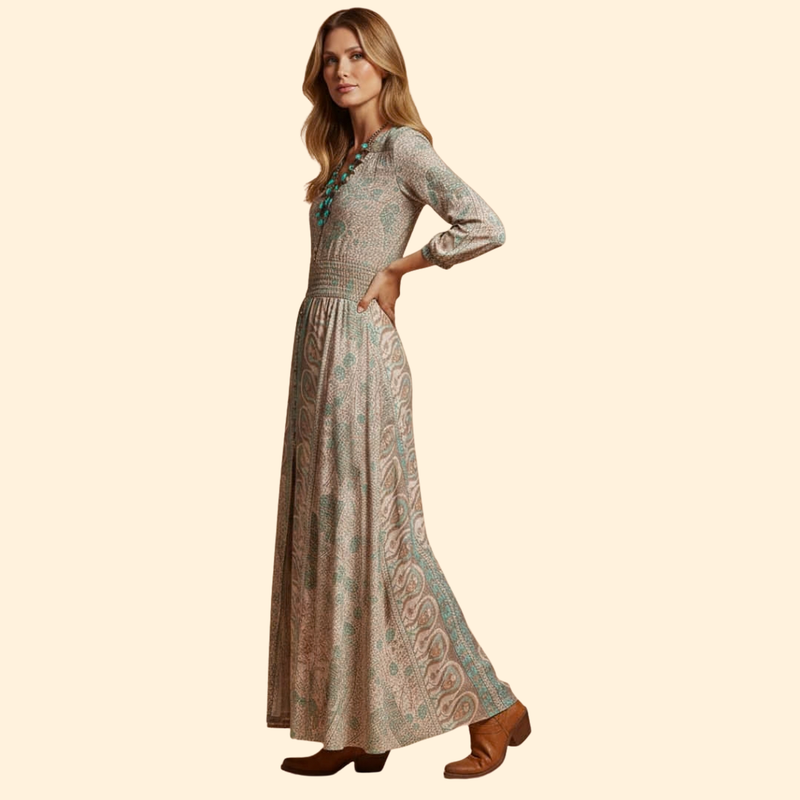 Women’s Bohemian Dress with Floral Print