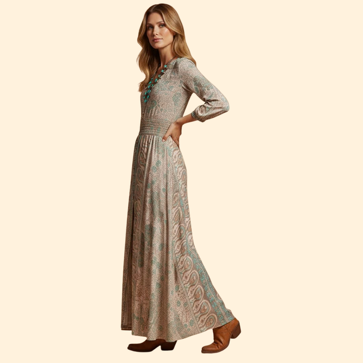 Women’s Bohemian Dress with Floral Print