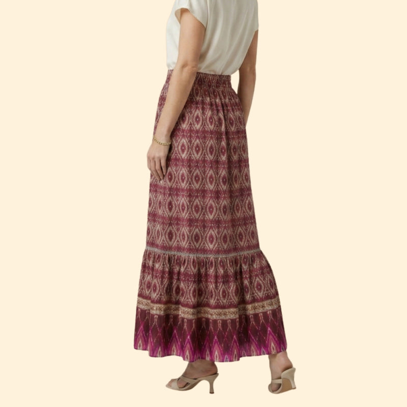 Women’s Bohemian Maxi Skirt with Drawstring Waist
