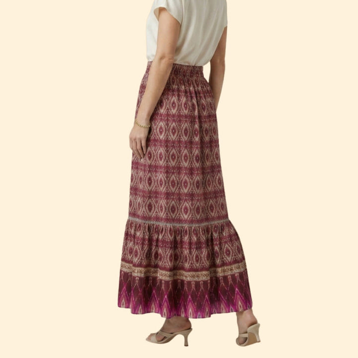 Women’s Bohemian Maxi Skirt with Drawstring Waist