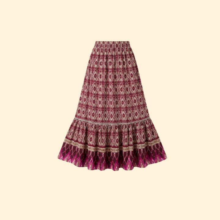 Women’s Bohemian Maxi Skirt with Drawstring Waist