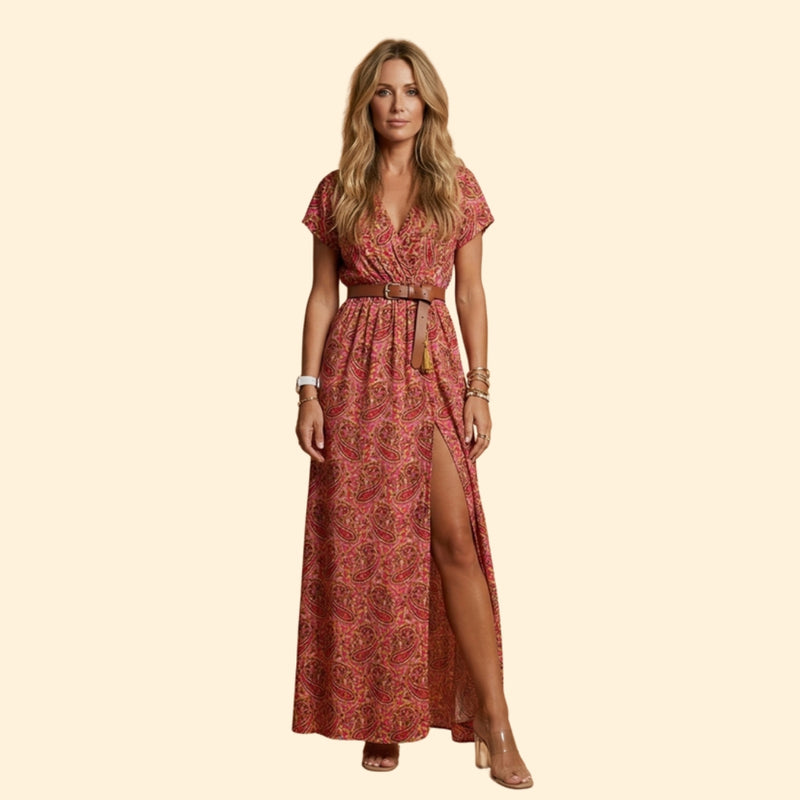 Women’s Boho Dress with Waist Belt