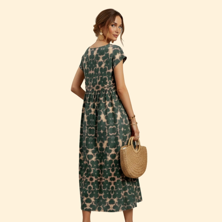 Women’s Boho Midi Dress with Floral Print