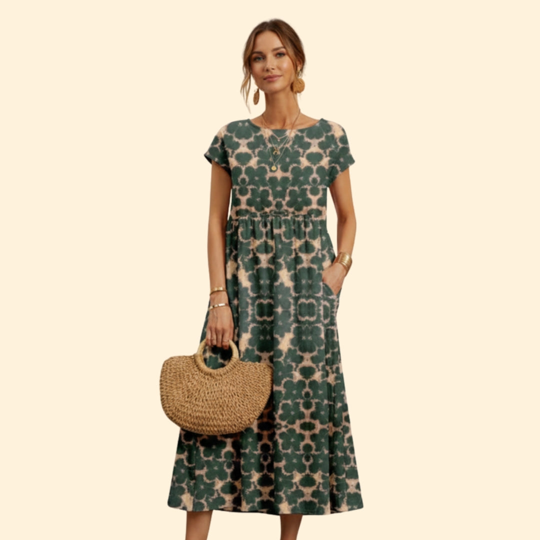 Women’s Boho Midi Dress with Floral Print