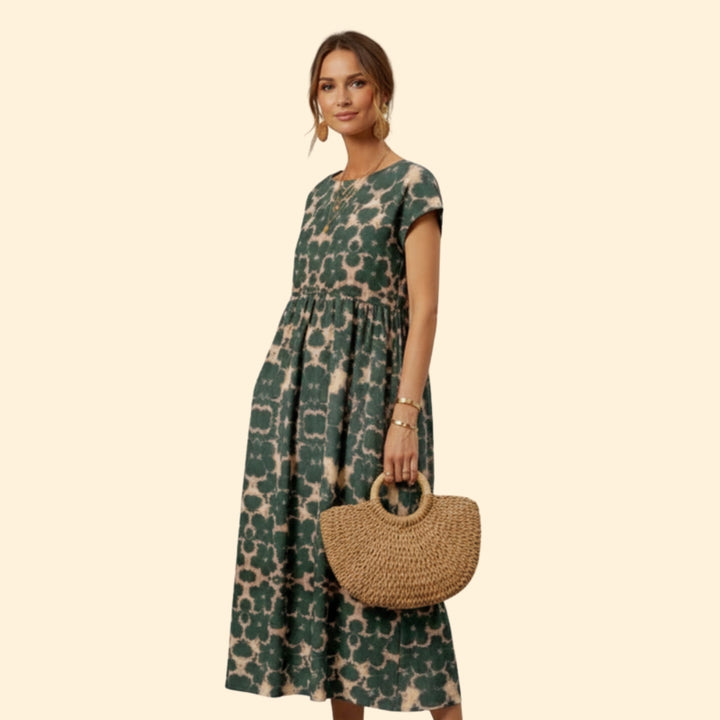 Women’s Boho Midi Dress with Floral Print