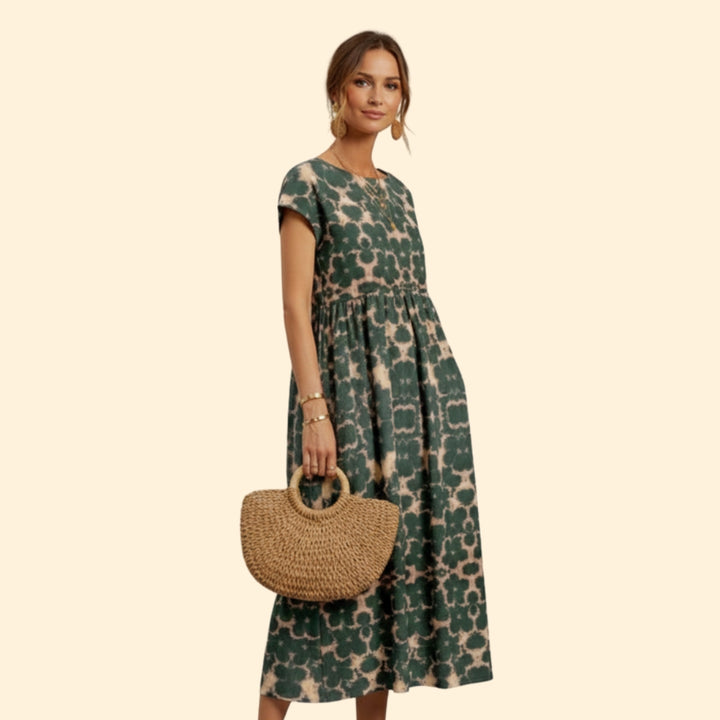 Women’s Boho Midi Dress with Floral Print