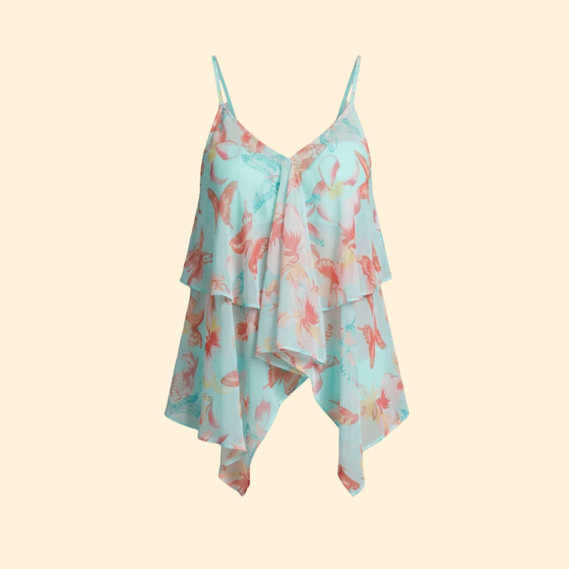 Women’s Boho Tankini Set with Adjustable Straps