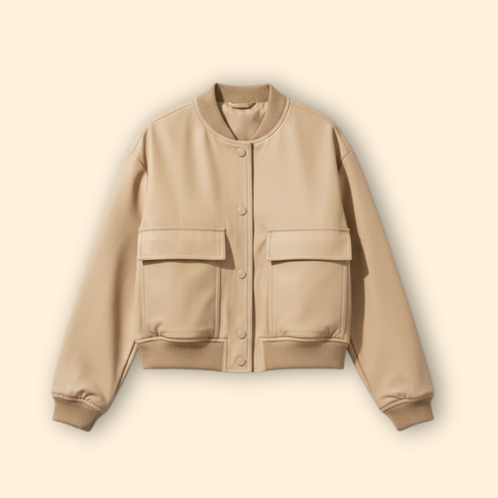 Women’s Bomber Jacket with Button Closure Design