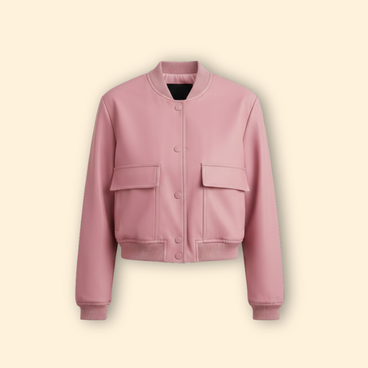 Women’s Bomber Jacket with Chest Flap Pockets