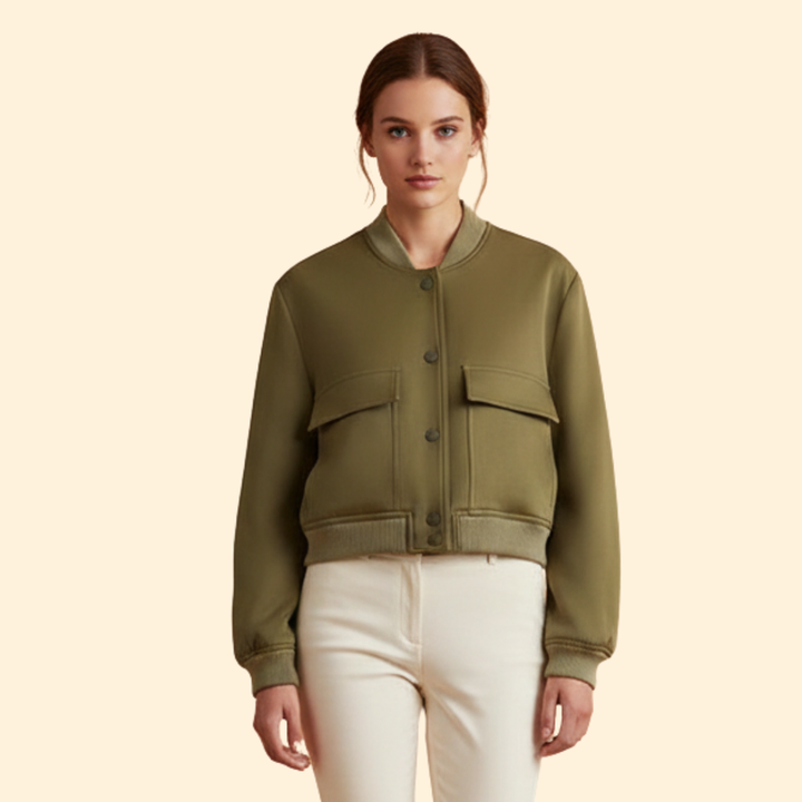 Women’s Bomber Jacket with Chest Flap Pockets