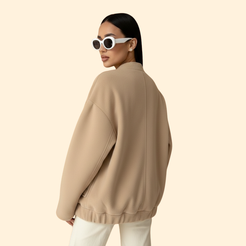 Women’s Bomber Jacket with Front Snap Closure