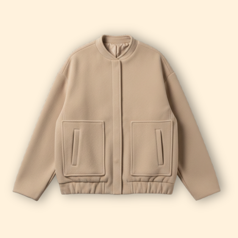 Women’s Bomber Jacket with Front Snap Closure