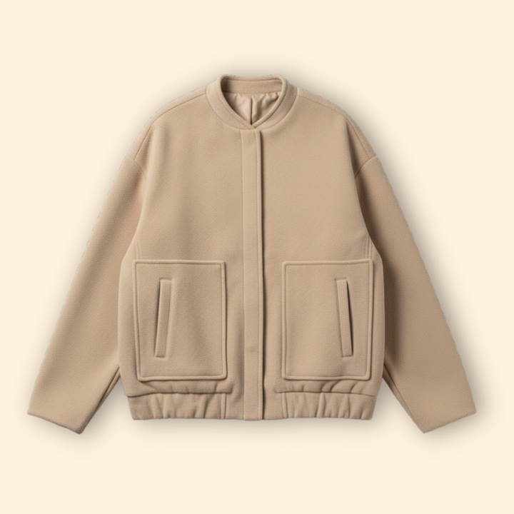 Women’s Bomber Jacket with Front Snap Closure