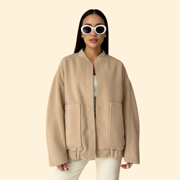 Women’s Bomber Jacket with Front Snap Closure