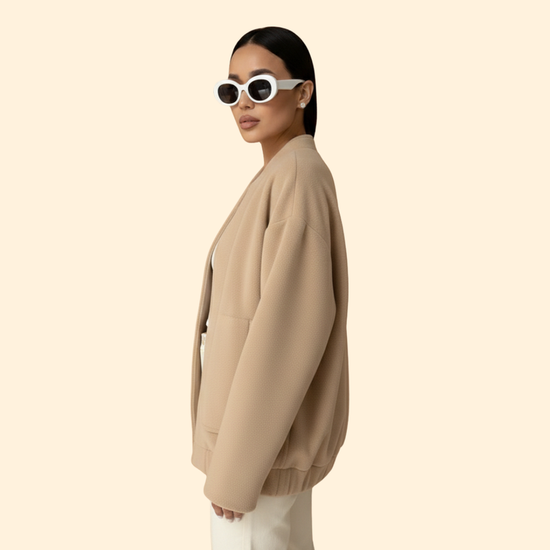 Women’s Bomber Jacket with Front Snap Closure