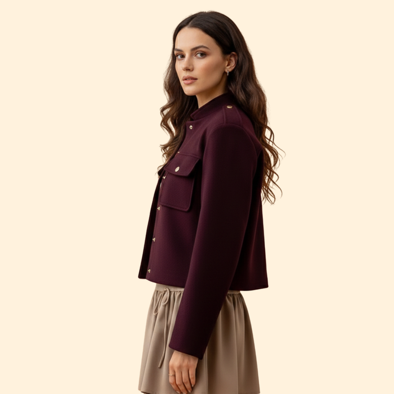 Women’s Bomber Jacket with Gold Button Details