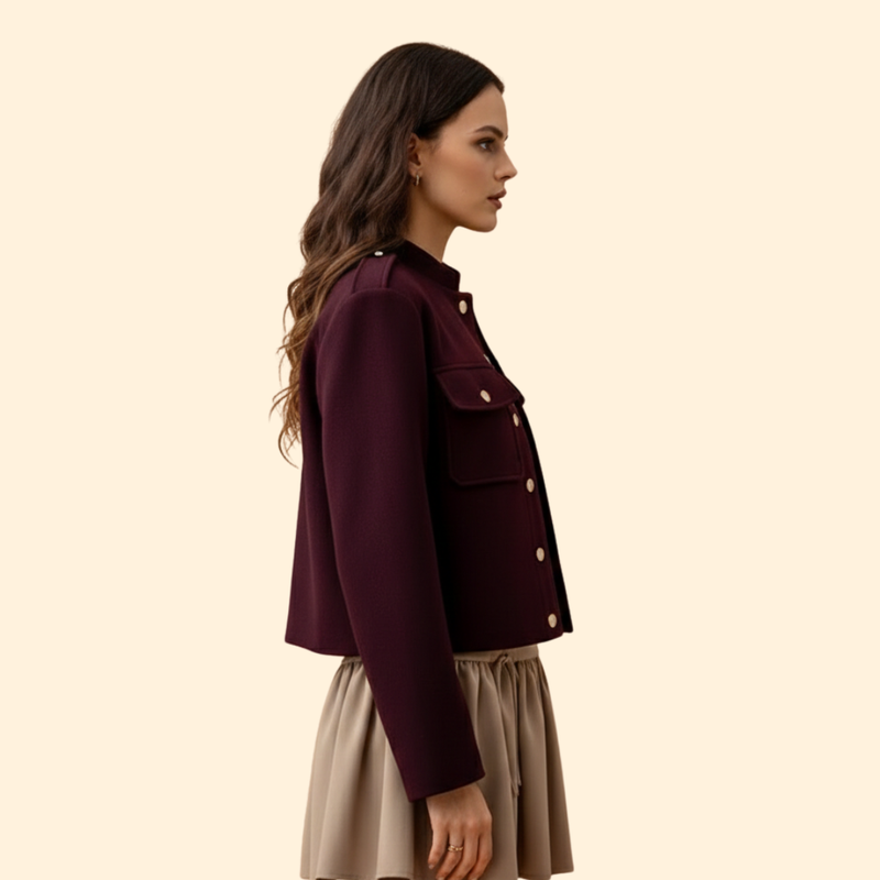 Women’s Bomber Jacket with Gold Button Details