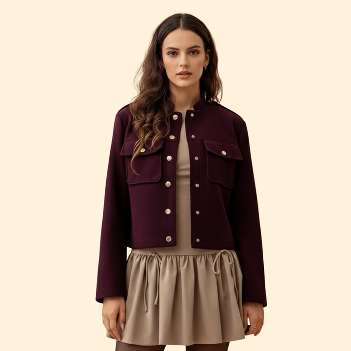 Women’s Bomber Jacket with Gold Button Details