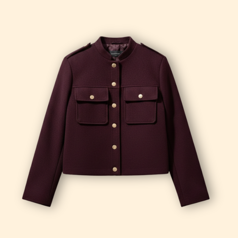Women’s Bomber Jacket with Gold Button Details