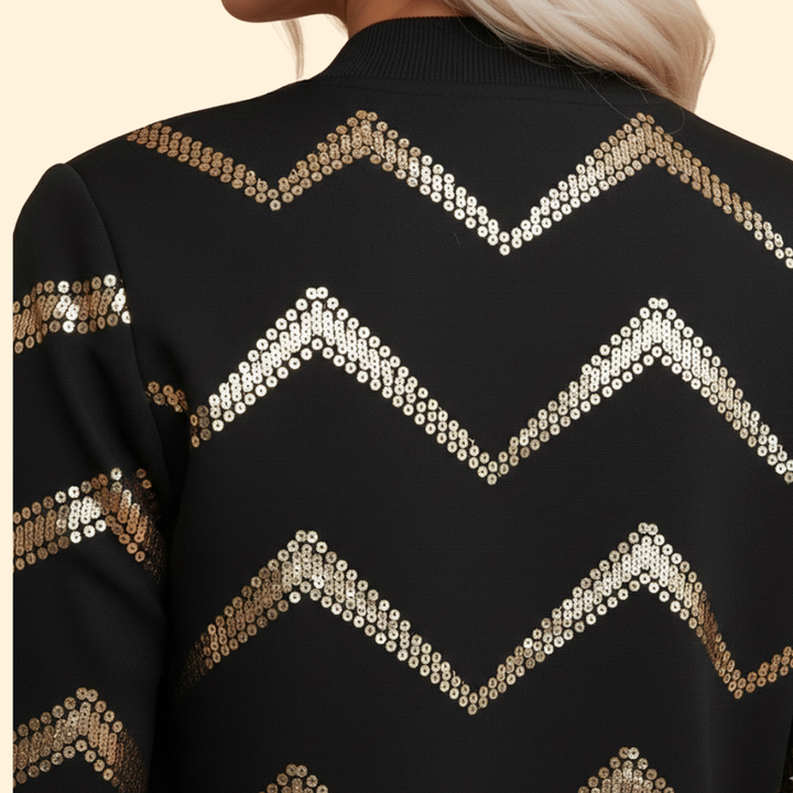 Women’s Bomber Jacket with Metallic Zipper Details