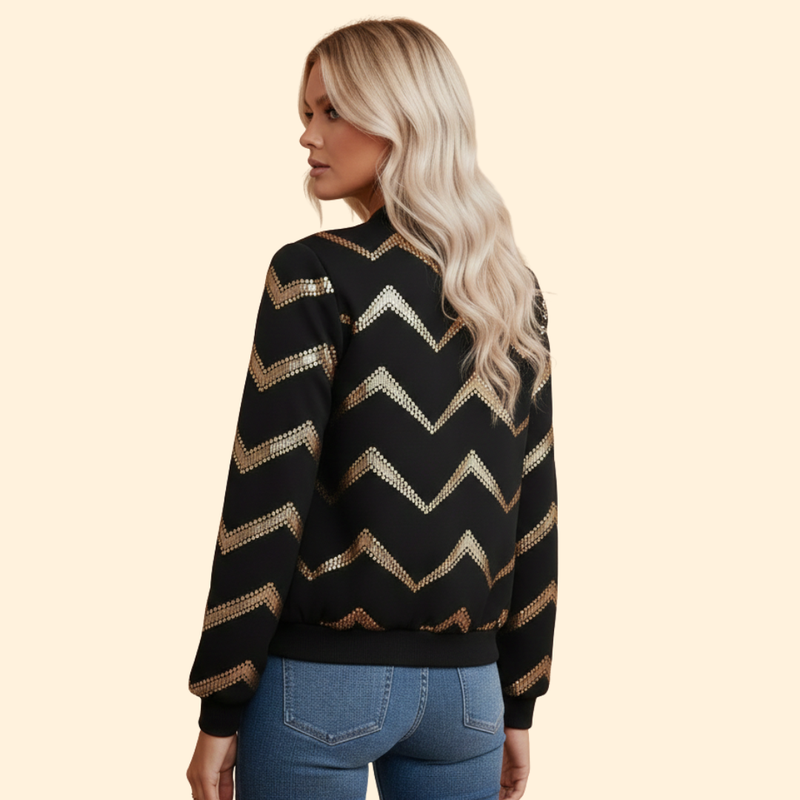 Women’s Bomber Jacket with Metallic Zipper Details