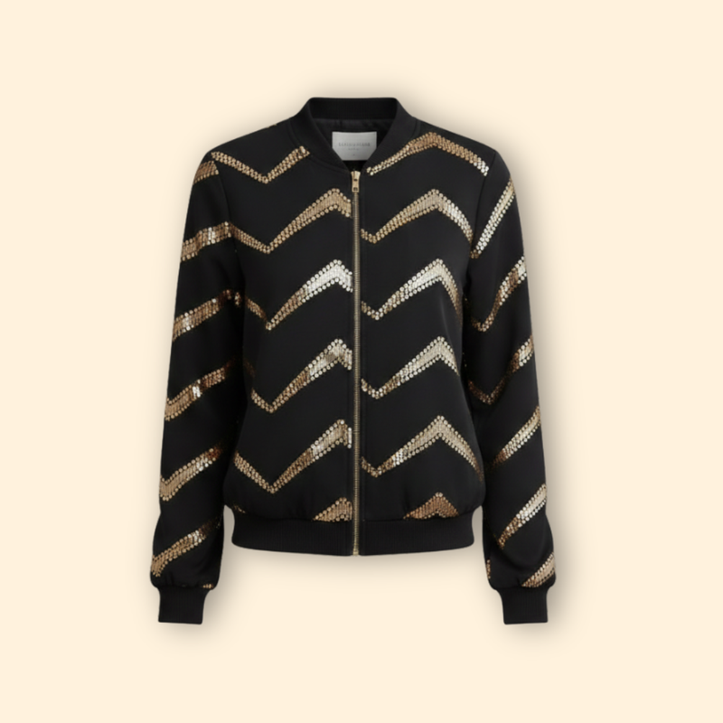 Women’s Bomber Jacket with Metallic Zipper Details