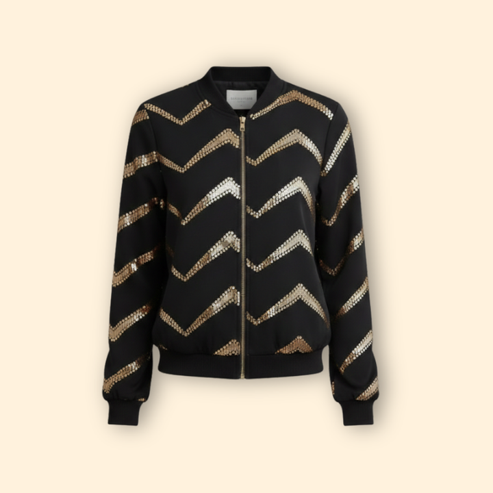 Women’s Bomber Jacket with Metallic Zipper Details