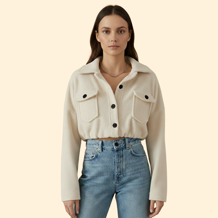 Women’s Bomber Jacket with Oversized Flap Pockets