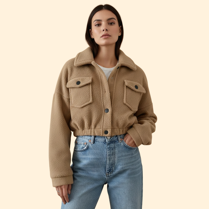 Women’s Bomber Jacket with Oversized Flap Pockets