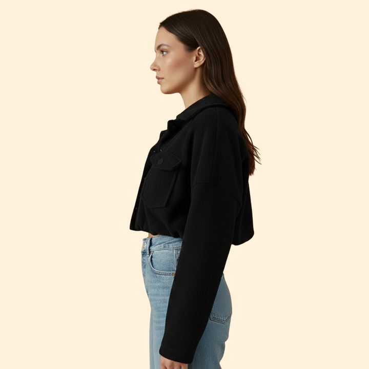 Women’s Bomber Jacket with Oversized Flap Pockets