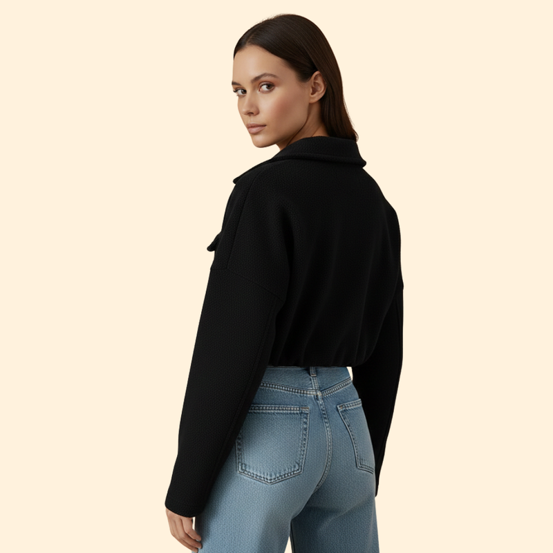 Women’s Bomber Jacket with Oversized Flap Pockets