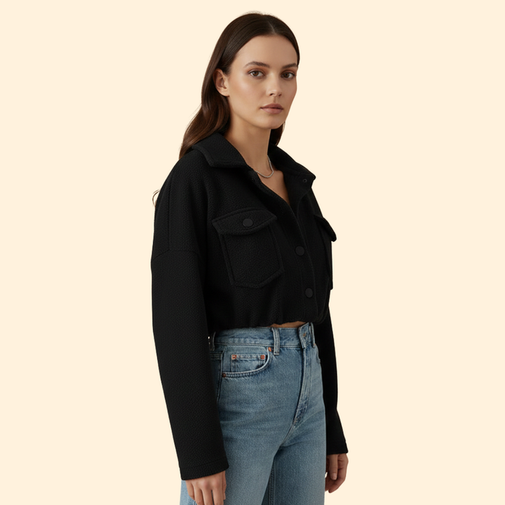Women’s Bomber Jacket with Oversized Flap Pockets