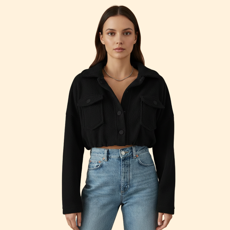 Women’s Bomber Jacket with Oversized Flap Pockets