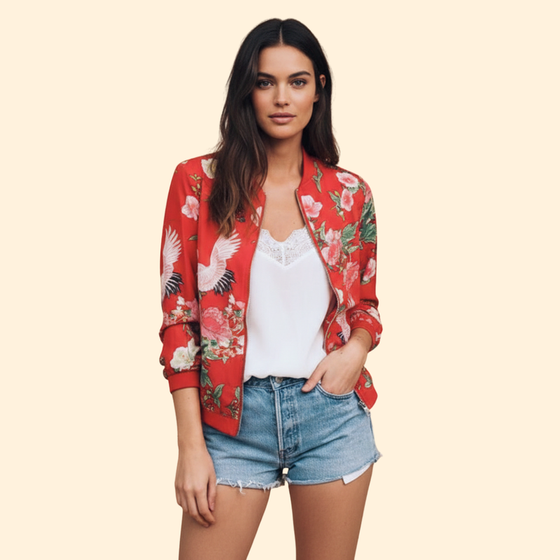 Women’s Bomber Jacket with Ribbed Cuff Detailing