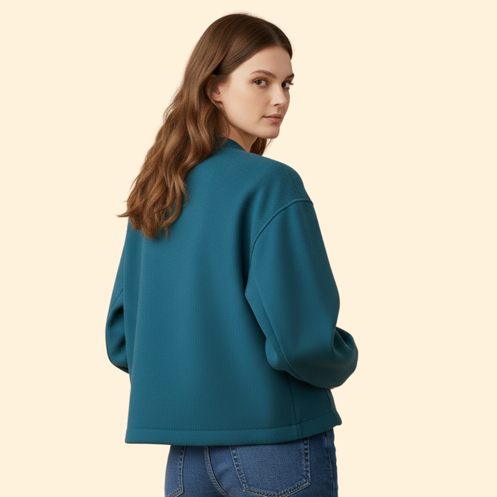 Women’s Bomber Jacket with Ribbed Cuffs and Pockets