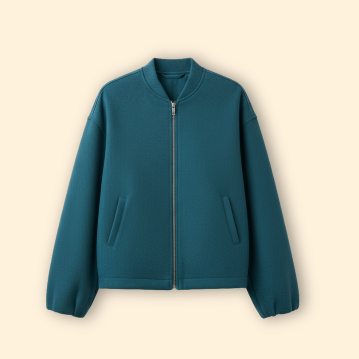 Women’s Bomber Jacket with Ribbed Cuffs and Pockets