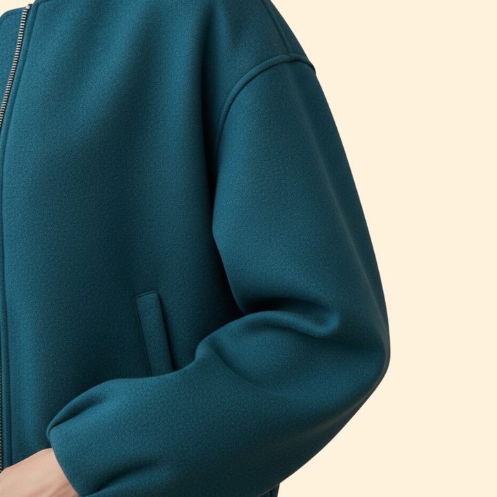 Women’s Bomber Jacket with Ribbed Cuffs and Pockets