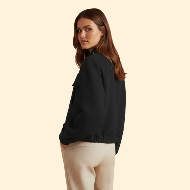 Women’s Bomber Jacket with Snap Button Details