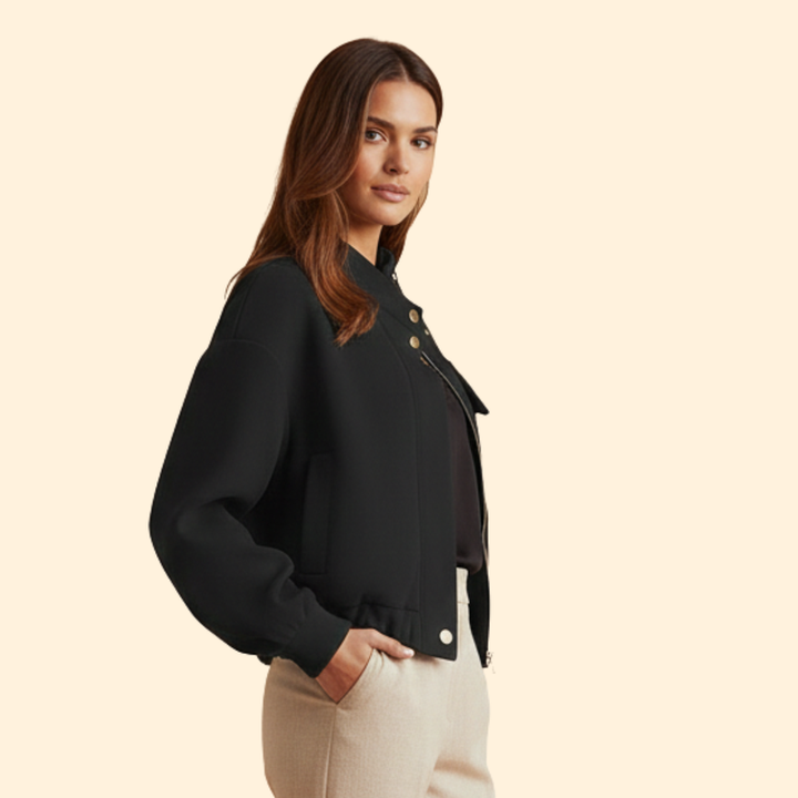Women’s Bomber Jacket with Snap Button Details