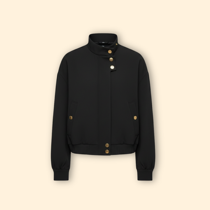 Women’s Bomber Jacket with Snap Button Details