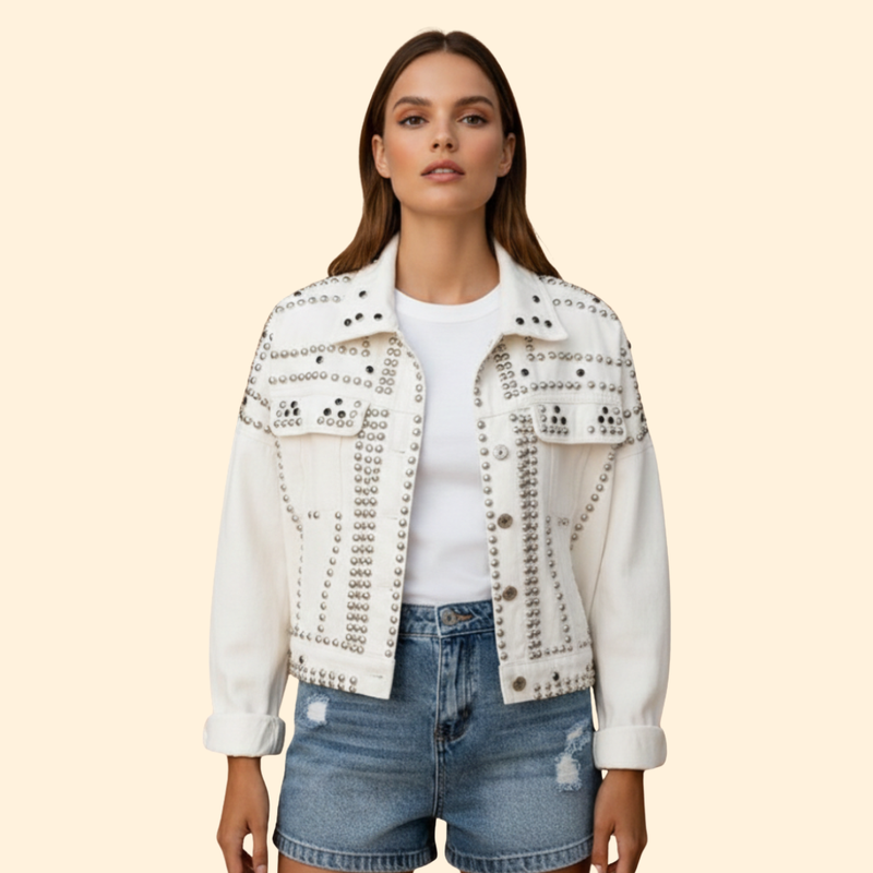 Women’s Bomber Jacket with Studded Detail Design