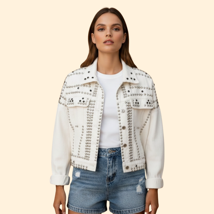 Women’s Bomber Jacket with Studded Detail Design