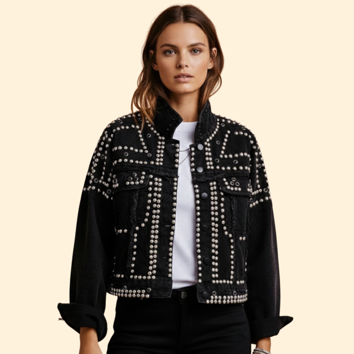 Women’s Bomber Jacket with Studded Detail Design