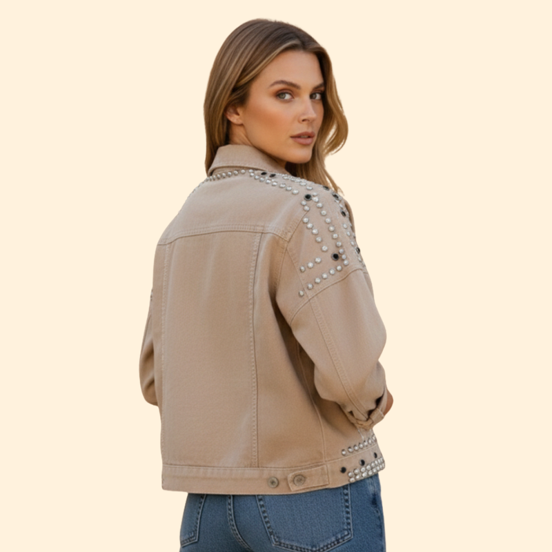 Women’s Bomber Jacket with Studded Detail Design