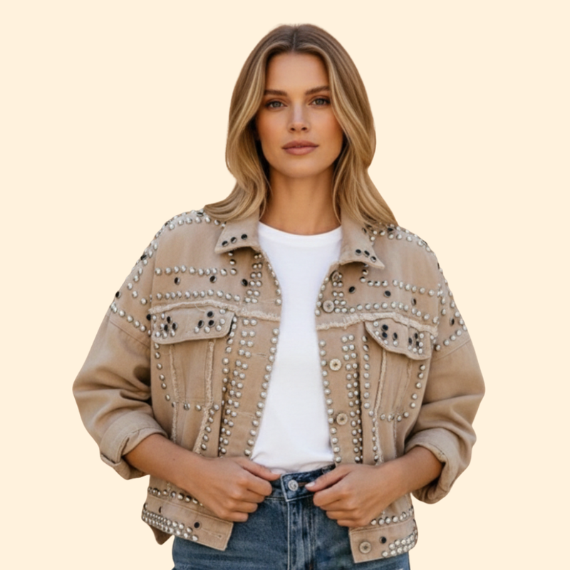 Women’s Bomber Jacket with Studded Detail Design