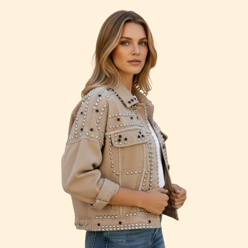 Women’s Bomber Jacket with Studded Detail Design