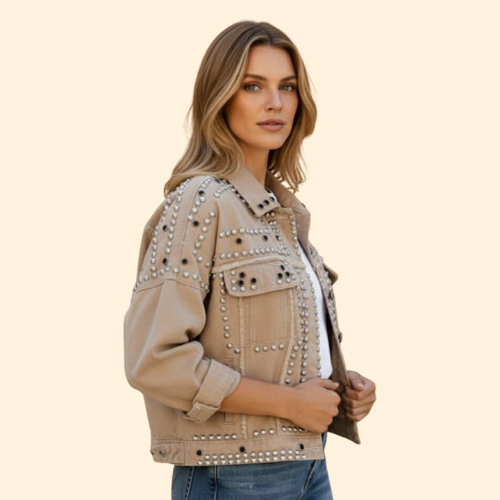 Women’s Bomber Jacket with Studded Detail Design