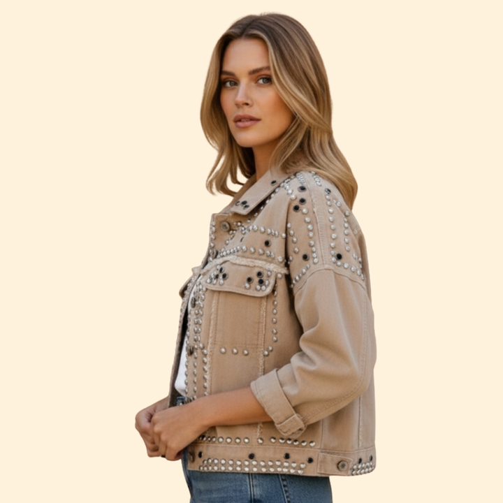 Women’s Bomber Jacket with Studded Detail Design