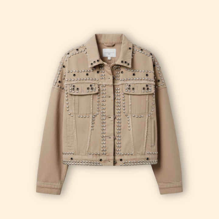 Women’s Bomber Jacket with Studded Detail Design